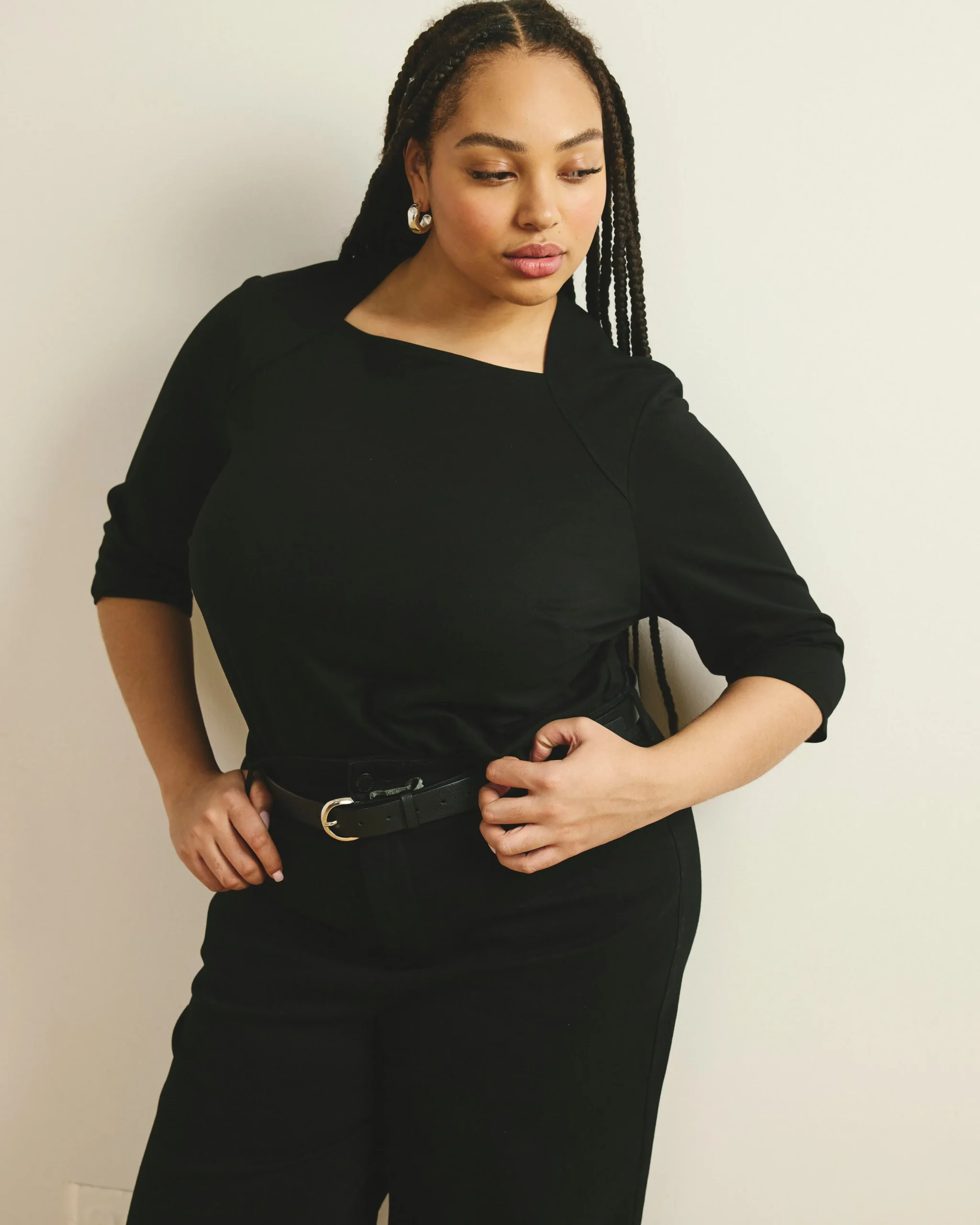 Envelope Neck Top Black