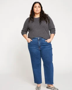 Etta High Rise Straight Leg Jeans 28 Inch Aged Indigo