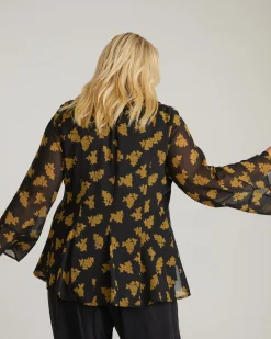Evie Chiffon Blouse Gold Heirloom Print