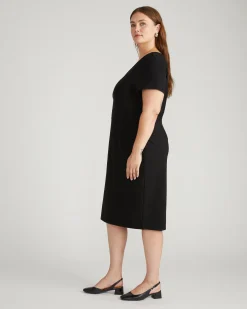 Executive V Neck Ponte Dress Black