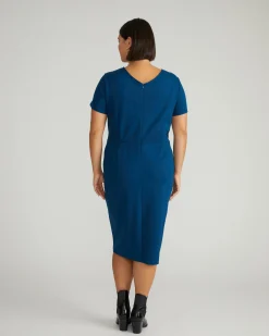 Executive V Neck Ponte Dress Deep Teal