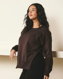 Fiona Side Slit Sweatshirt Deep Brown