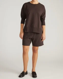 Fiona Side Slit Sweatshirt Deep Brown