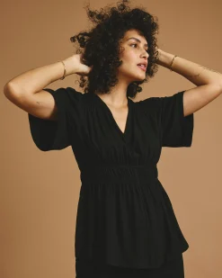 Flora Liquid Jersey Top Black