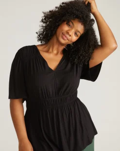 Flora Liquid Jersey Top Black