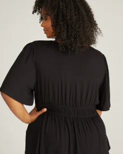 Flora Liquid Jersey Top Black