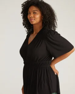 Flora Liquid Jersey Top Black