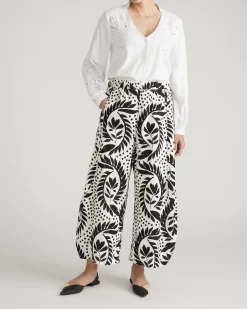 Frances Embroidered Linen Blend Blouse White