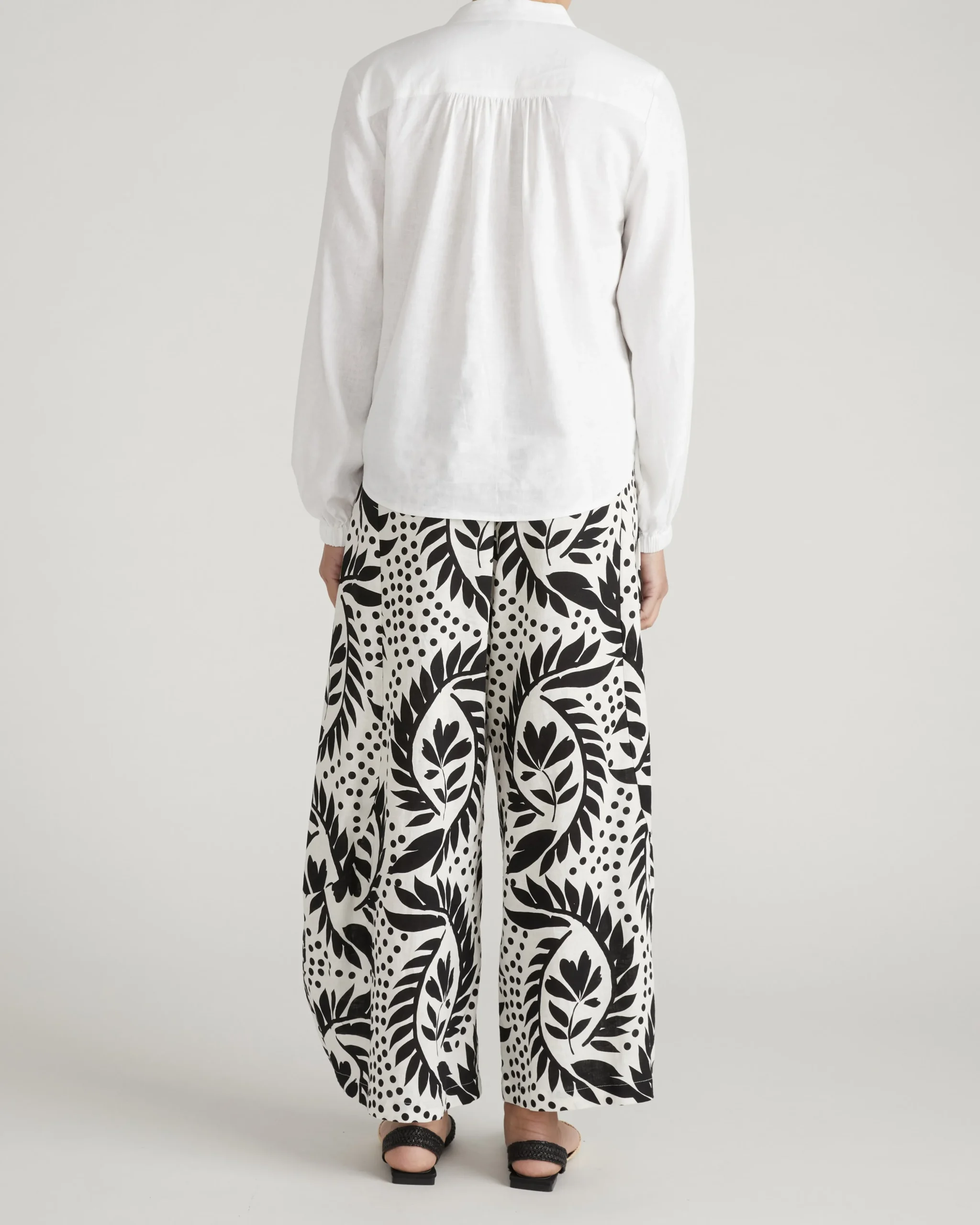 Frances Embroidered Linen Blend Blouse White