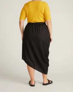 Geneva Linen Blend Skirt Black