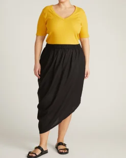 Geneva Linen Blend Skirt Black