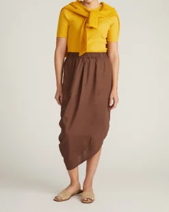 Geneva Linen Blend Skirt Peppercorn