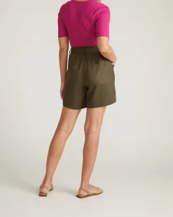 Harbor Stretch Linen Blend Paperbag Shorts Camo