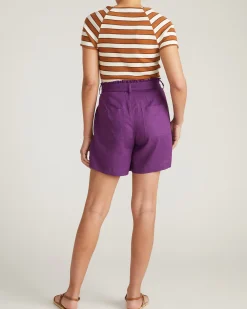 Harbor Stretch Linen Blend Paperbag Shorts Dreamy Purple