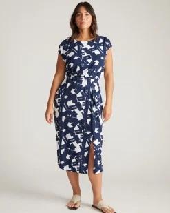 Havana Divine Jersey Dress Navy Santiago Print