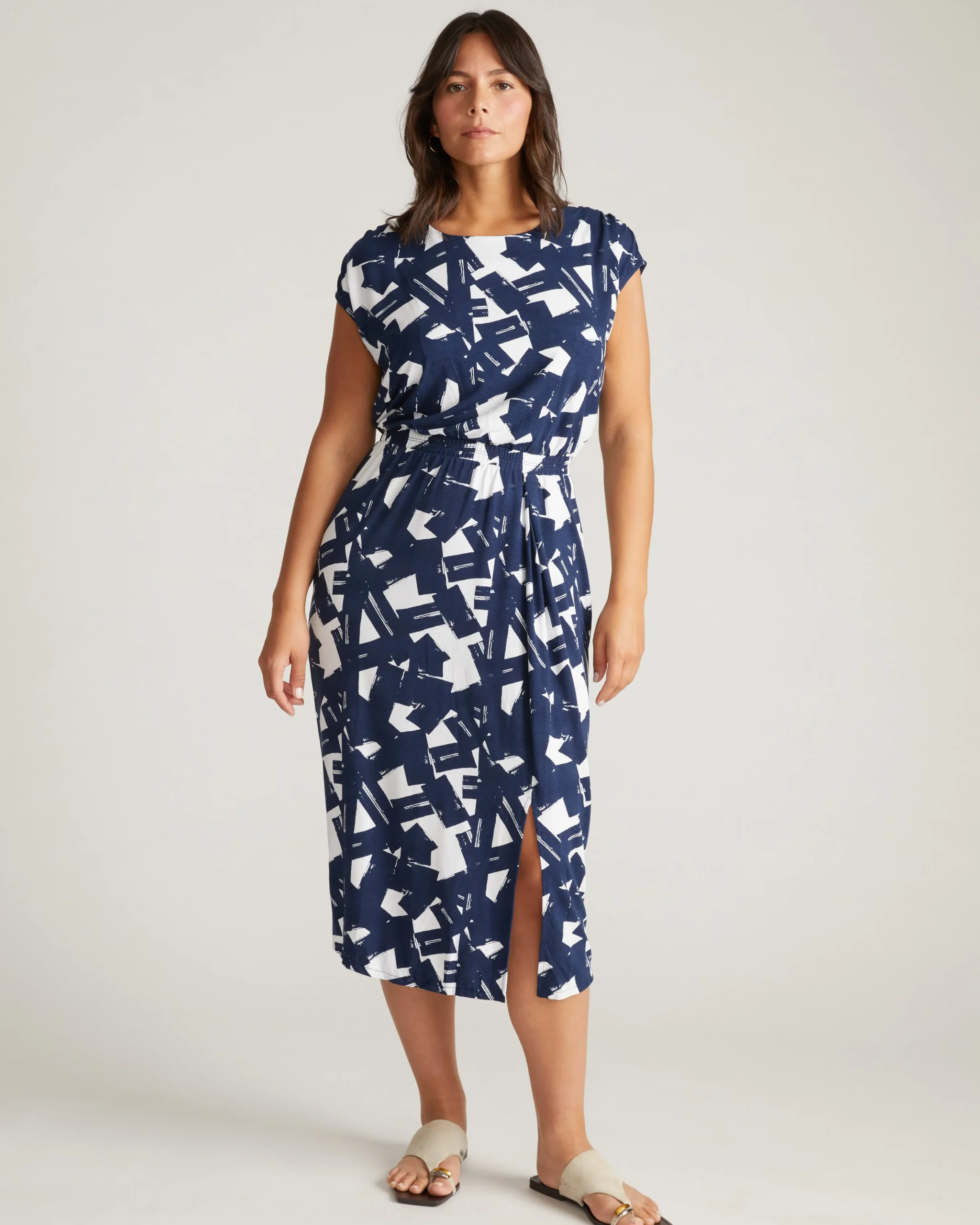 Havana Divine Jersey Dress Navy Santiago Print