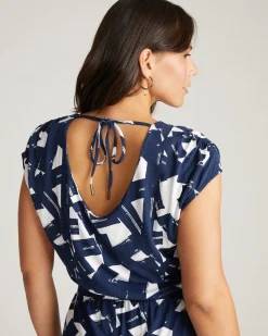 Havana Divine Jersey Dress Navy Santiago Print