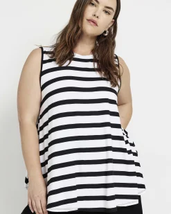 Heatwave Divine Jersey Flared Tank Black/White Stripe