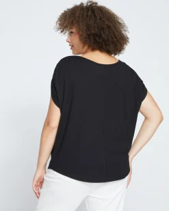 Helena Divine Jersey Gathered Tee Black