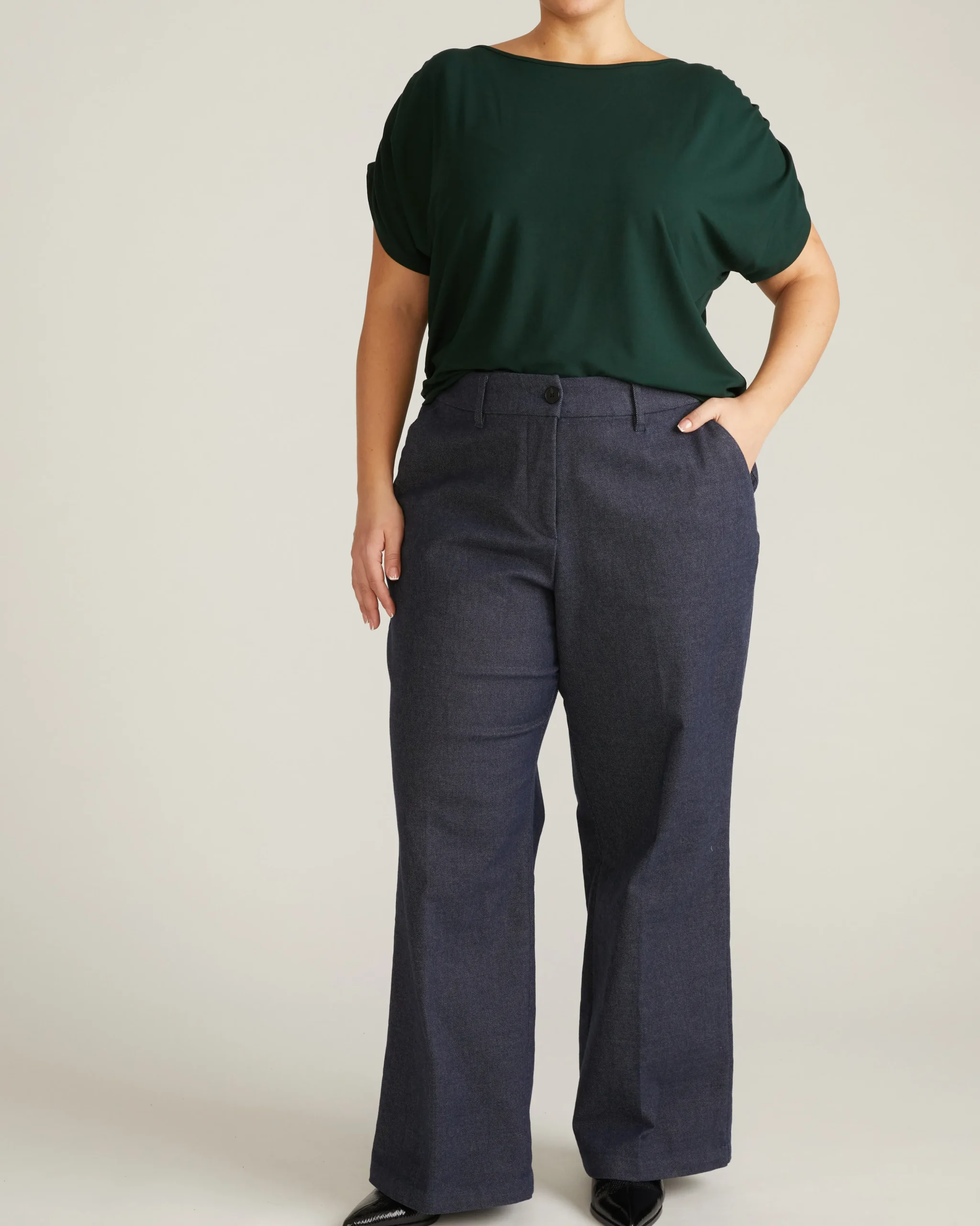 Helena Divine Jersey Gathered Tee Forest Green