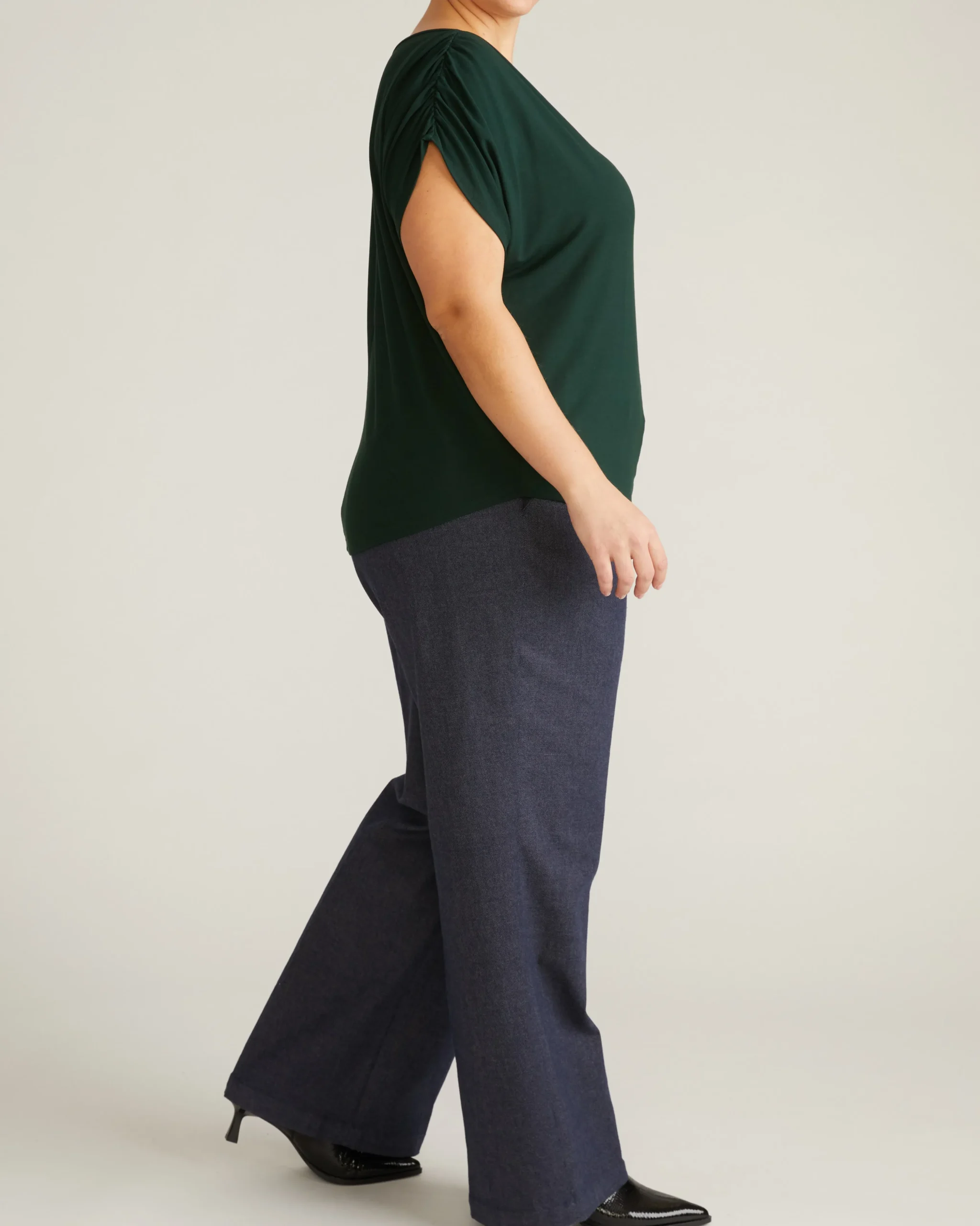 Helena Divine Jersey Gathered Tee Forest Green