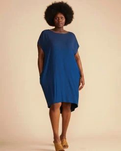 Helen Liquid Jersey Shift Dress Blue Teal