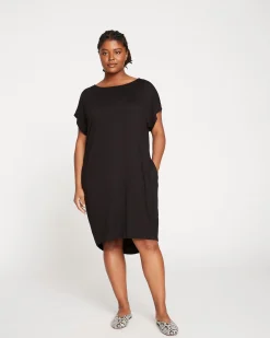 Helen Liquid Jersey Shift Dress Black