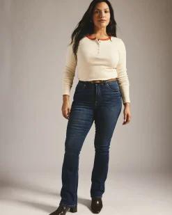 Henley Long Sleeve Ribbed Tee Chamomile/Poppy Trim