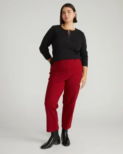 Henley Long Sleeve Ribbed Tee Black