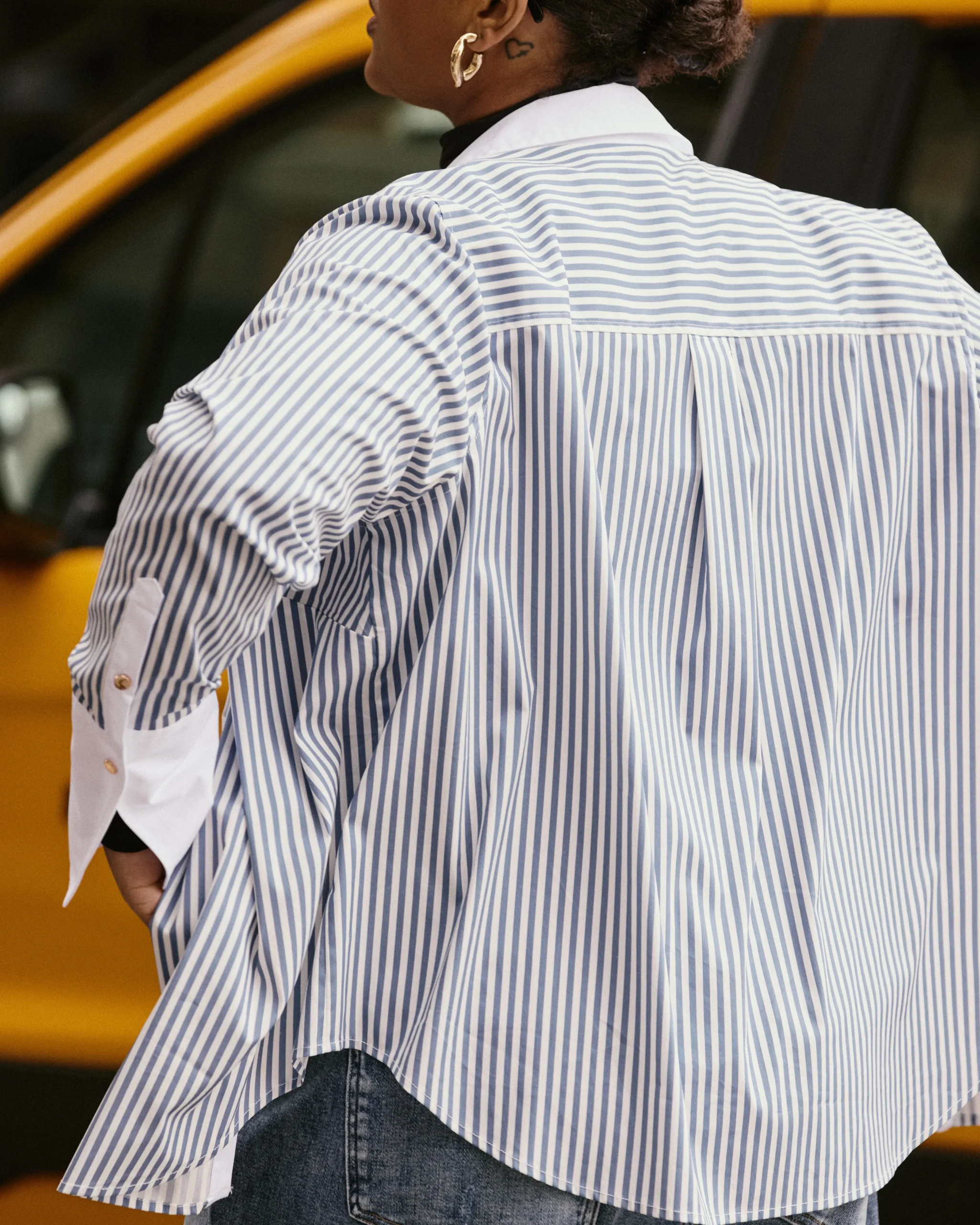 Henning x US Madison Shirt Blue Stripe with Contrast White