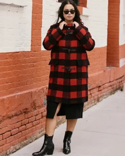 Highlands Duffle Coat Red Buffalo Check