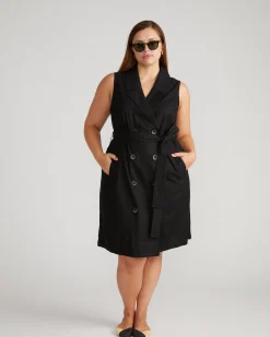 Hudson Linen Blend Trench Dress Black