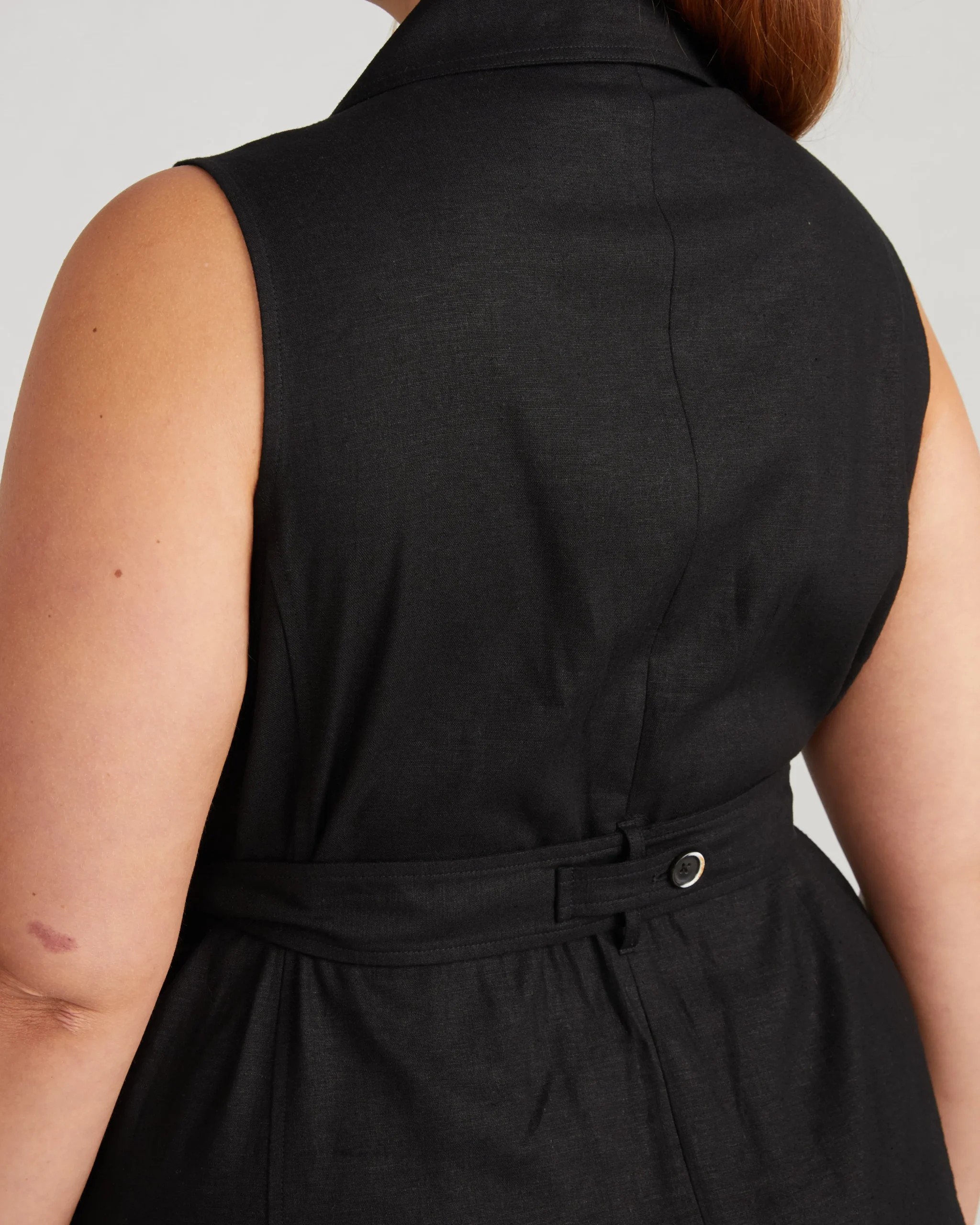 Hudson Linen Blend Trench Dress Black