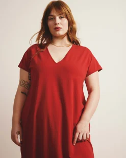 Iconic Geneva V-Neck Dress Ruby Red