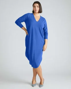 Iconic Long Sleeve V-Neck Geneva Dress Lapis