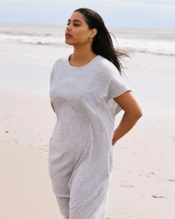 Iconic Stretch Linen Blend Geneva Dress Beach Stripe