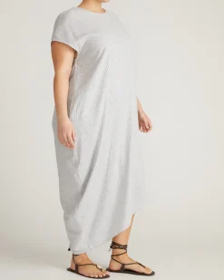 Iconic Stretch Linen Blend Geneva Dress Beach Stripe