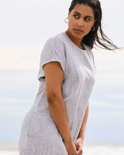 Iconic Stretch Linen Blend Geneva Dress Beach Stripe