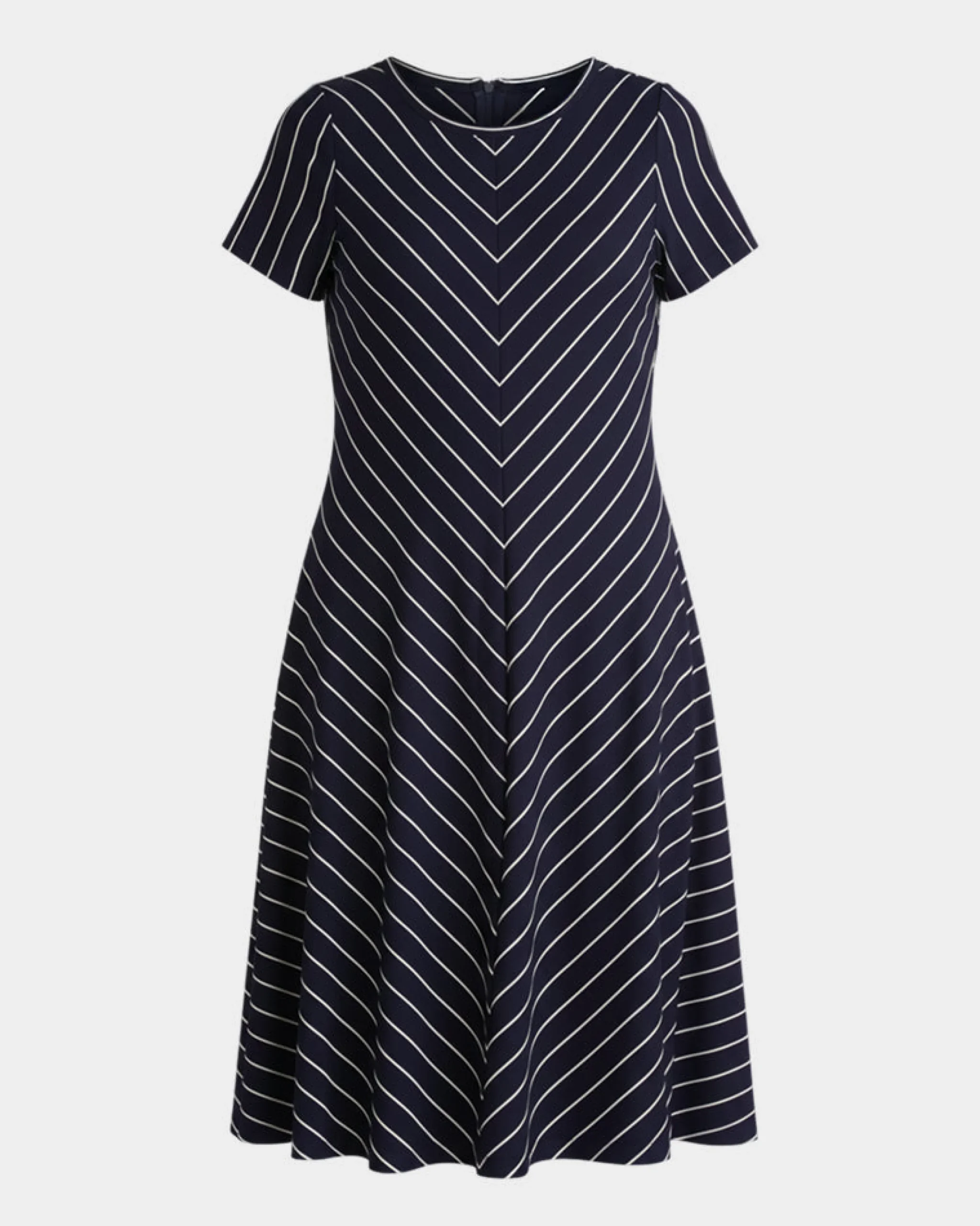 Imani Ponte Dress Navy Pinstripe