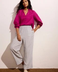 Iris Linen Blend Easy Pull-On Pants Beach Stripe
