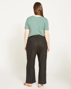 Iris Linen Blend Easy Pull-On Pants Black