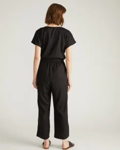 Iris Linen Blend Easy Pull-On Pants Black