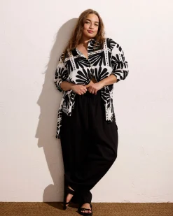 Iris Linen Blend Easy Pull-On Pants Black
