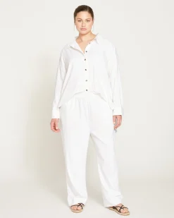 Iris Linen Blend Easy Pull-On Pants White