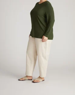 Joan Liquid Jersey Long Sleeve Top Coratina Green