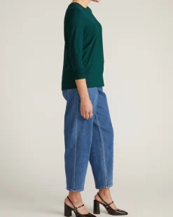 Joan Liquid Jersey Long Sleeve Top Forest Green