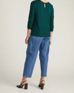 Joan Liquid Jersey Long Sleeve Top Forest Green