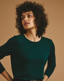 Joan Liquid Jersey Long Sleeve Top Forest Green