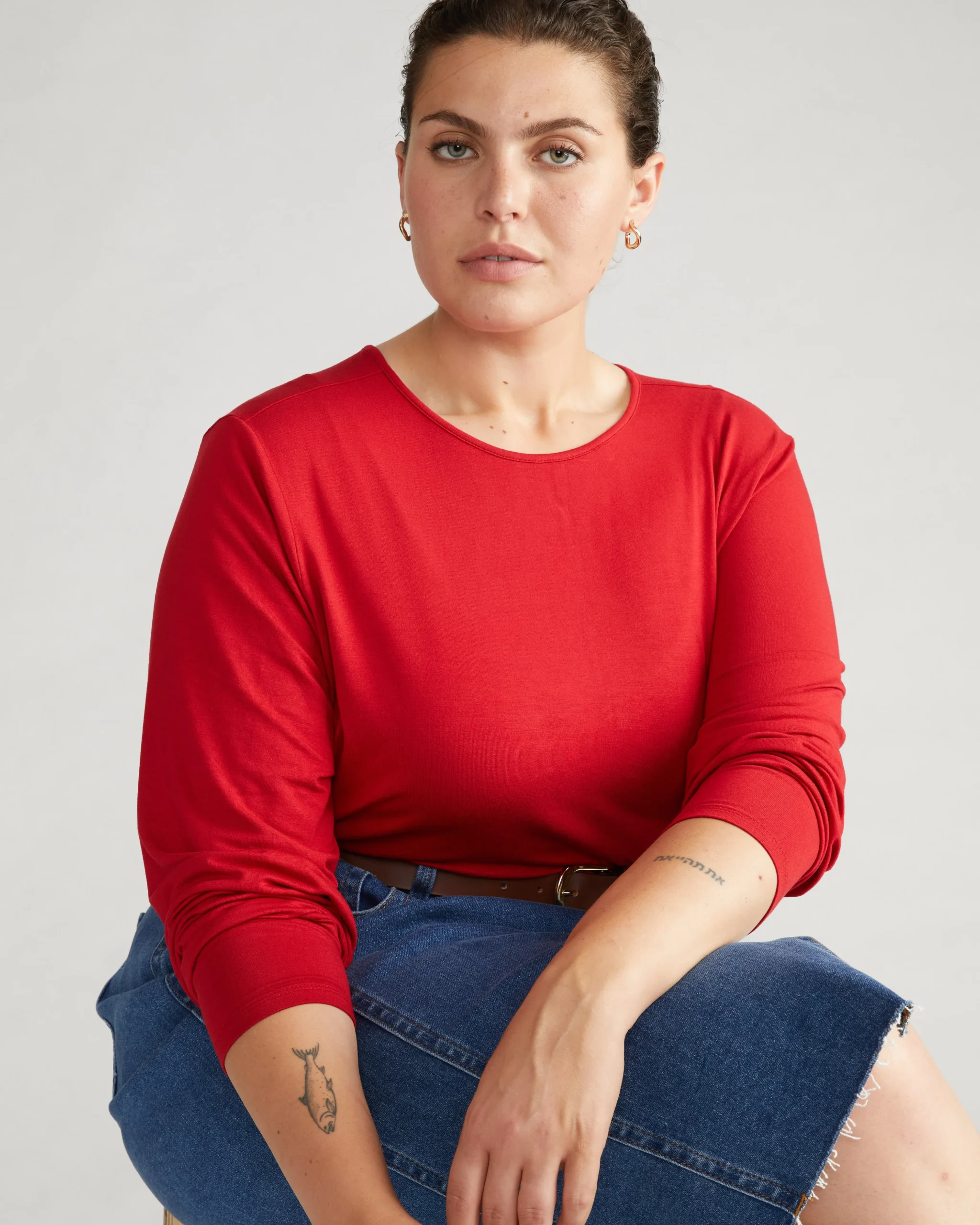 Joan Liquid Jersey Long Sleeve Top New York Red