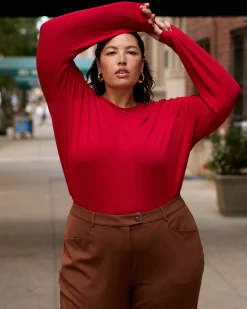 Joan Liquid Jersey Long Sleeve Top New York Red